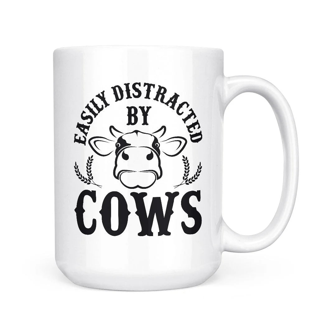 easily distracted by cows | mug