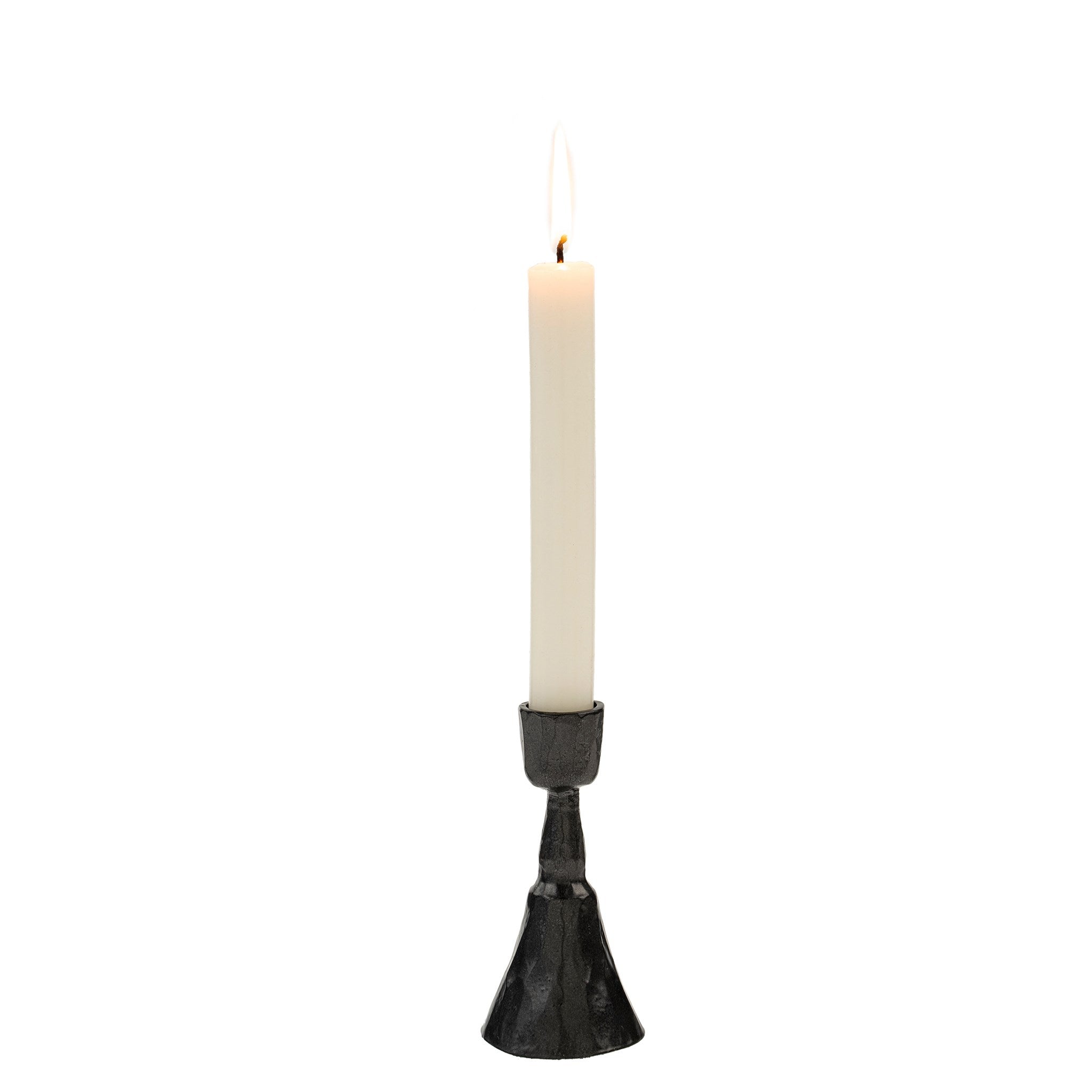 zora gunmental | medium forged candlestick