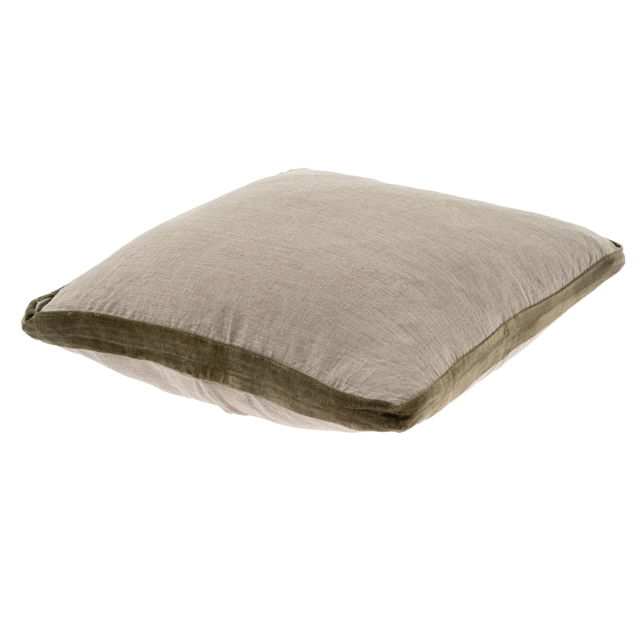 dark moss | linen and velvet trimmed pillow