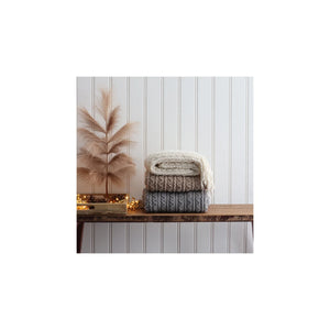 woven knit | cream tassel throw