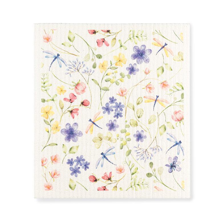 dragonfly & floral | swedish dish cloth