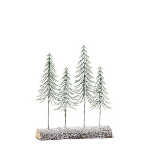 snowy | trees on log base