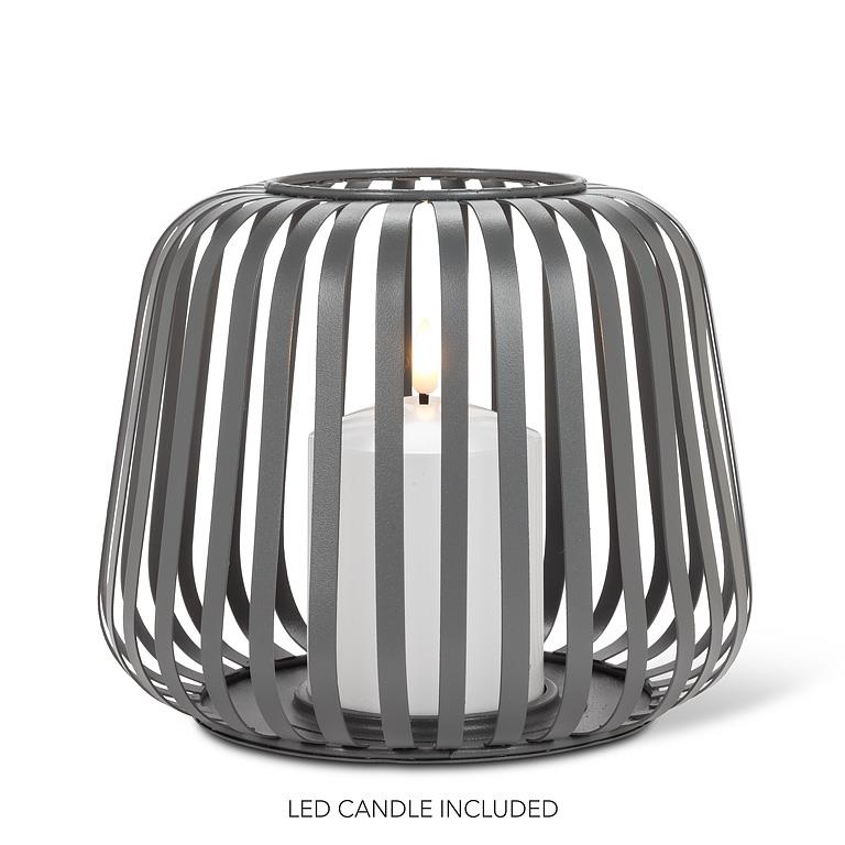 small cage | grey lantern with LED candle