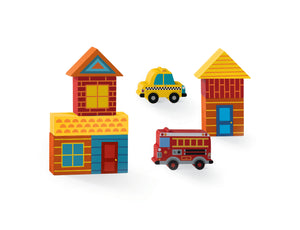 busy city | mini wood block playset