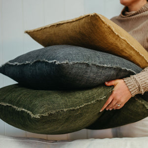 lina | charcoal linen pillow