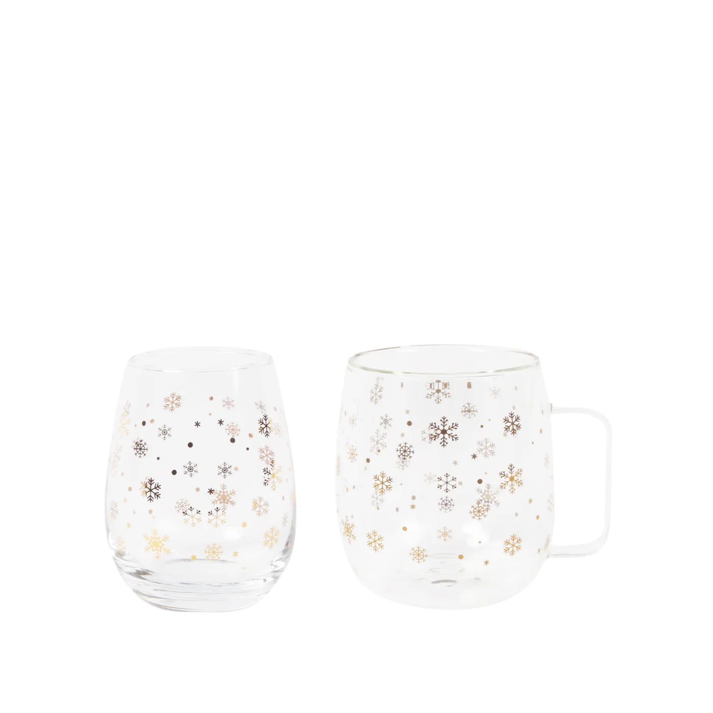 gold snowflakes | glass set