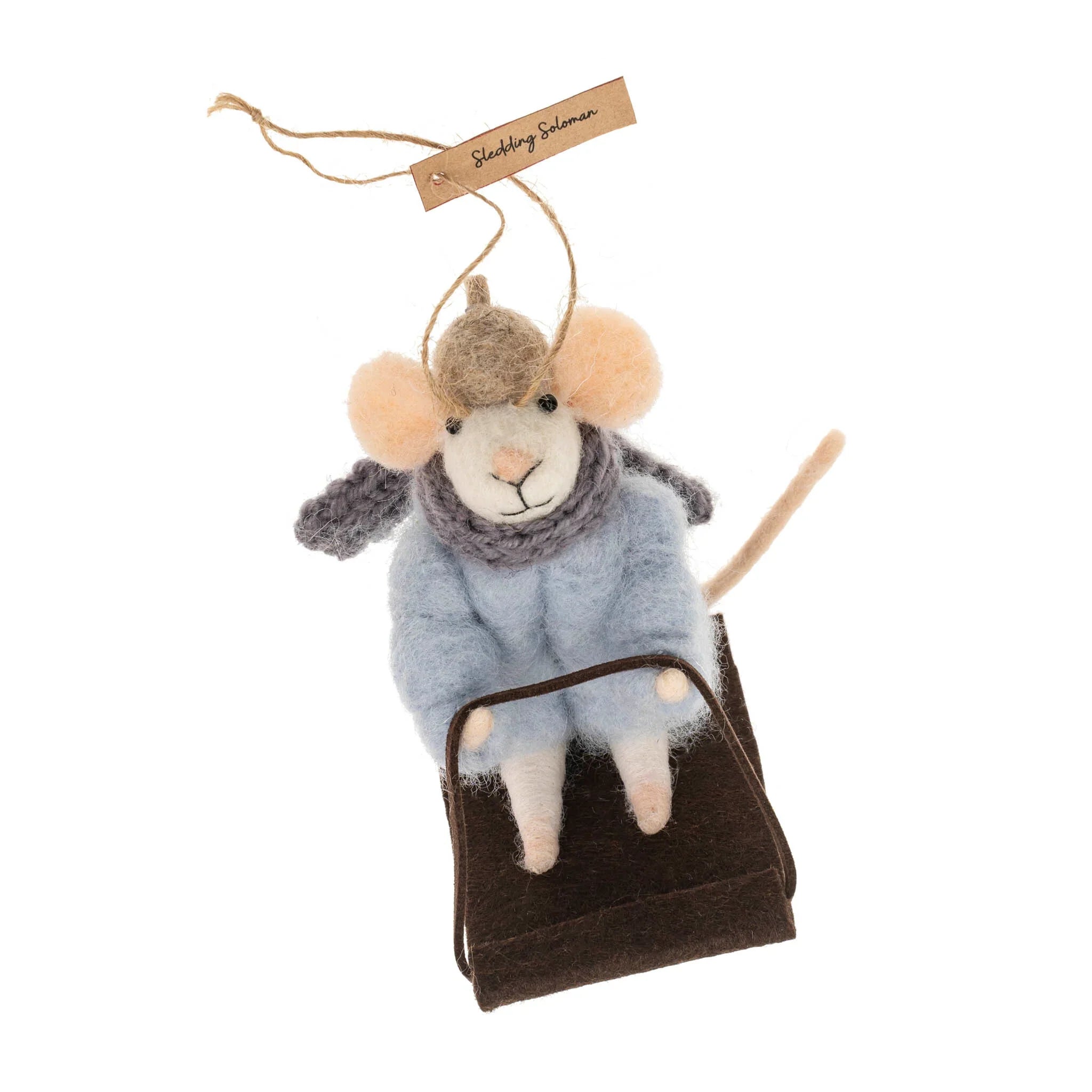 sledding soloman | mouse ornament