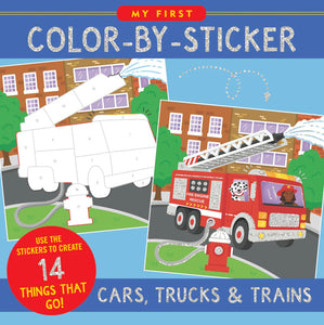 cars trucks & trains | my first colour-by-sticker book