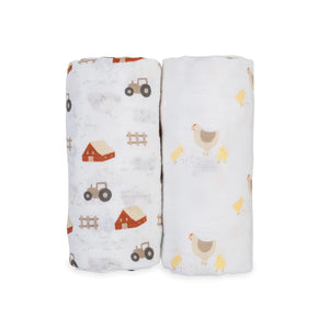 barnyard and hens + chicks | cotton swaddles