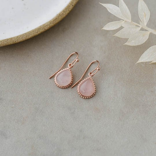 paris | rose gold rose quartz earrings