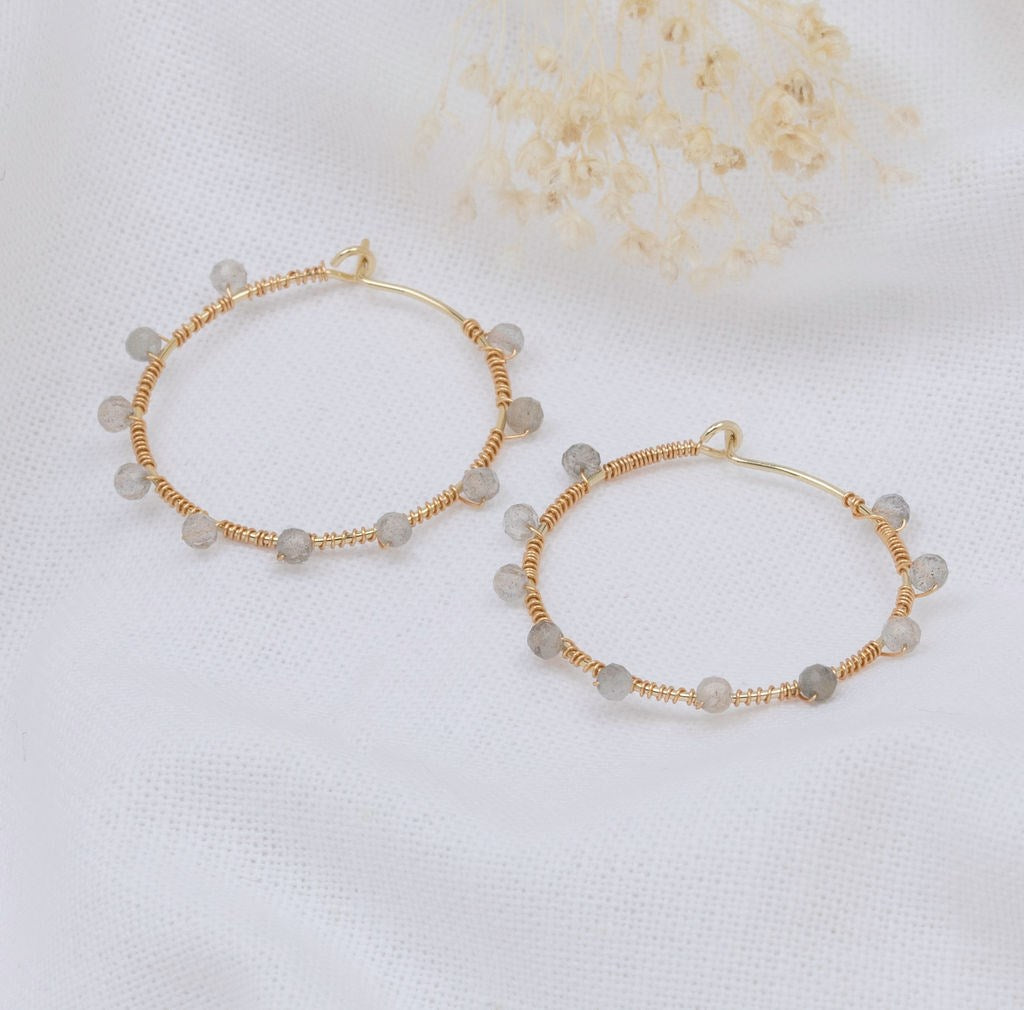 pritti | labradorite hoop earrings