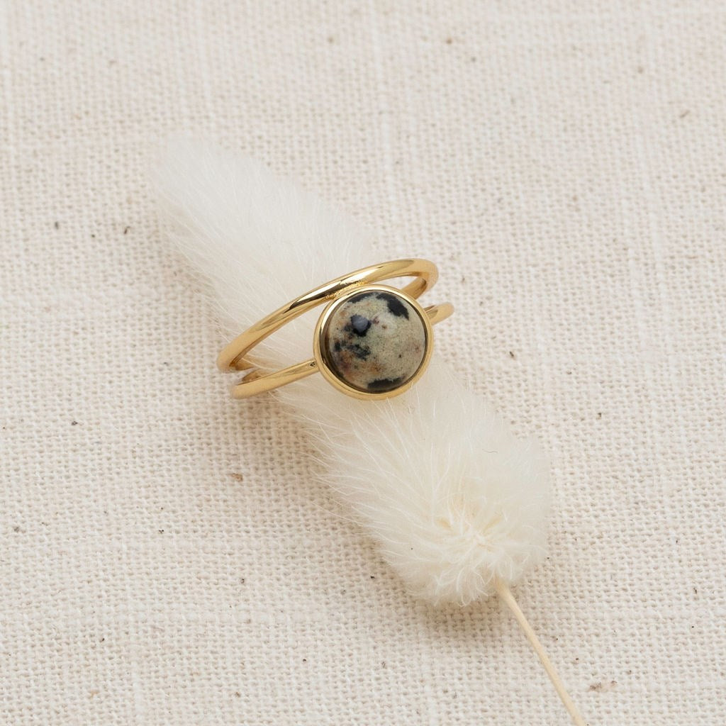 sophia | dalmation jasper gold ring