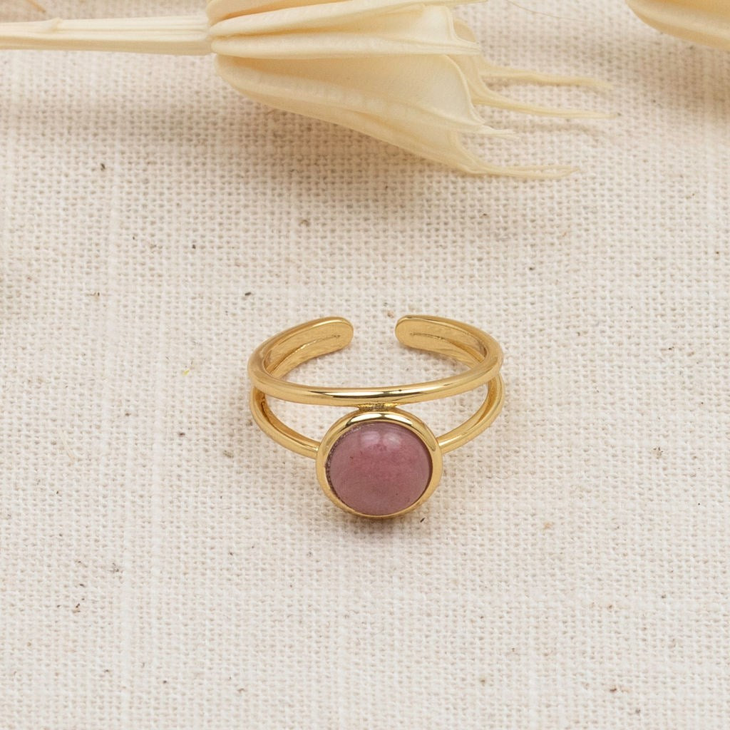 sophia | pink rhodonite gold ring