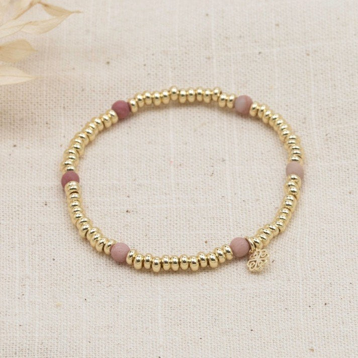 trixie | pink rhodonite gold bracelet