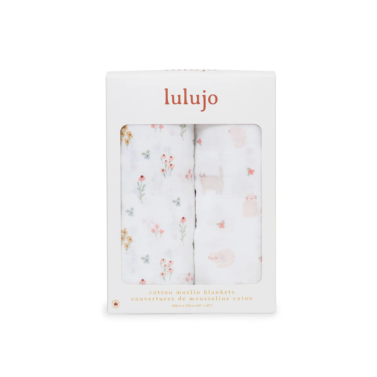 kitty cat + flower field | cotton swaddle 2 pack