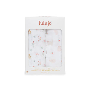 kitty cat + flower field | cotton swaddle 2 pack