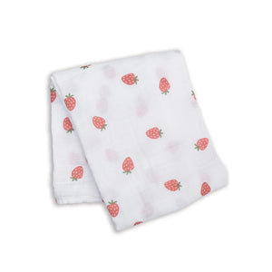 strawberries | muslin cotton large swaddle