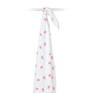 strawberries | muslin cotton large swaddle