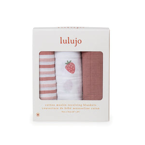 strawberries | receiving blankets 3 pack