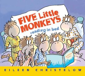 five little monkeys reading in bed | book