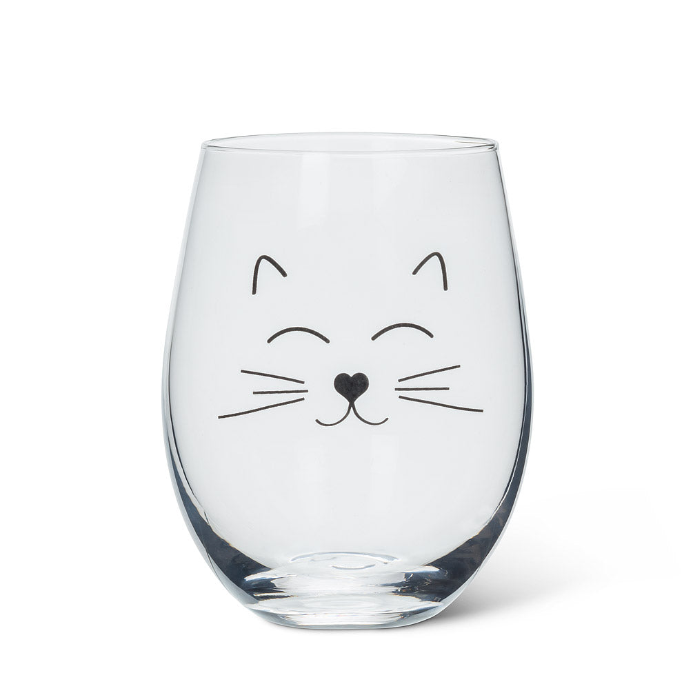 cat face | stemless glass