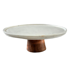 marble + wood | round cake tray