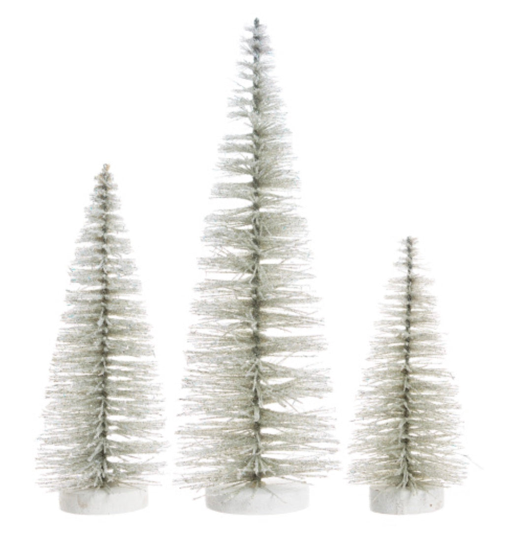 iridescent glitter | silver bristle tree set