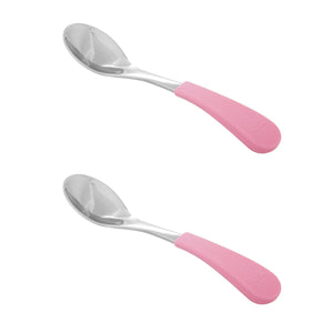 infant pink training spoons | stainless steel