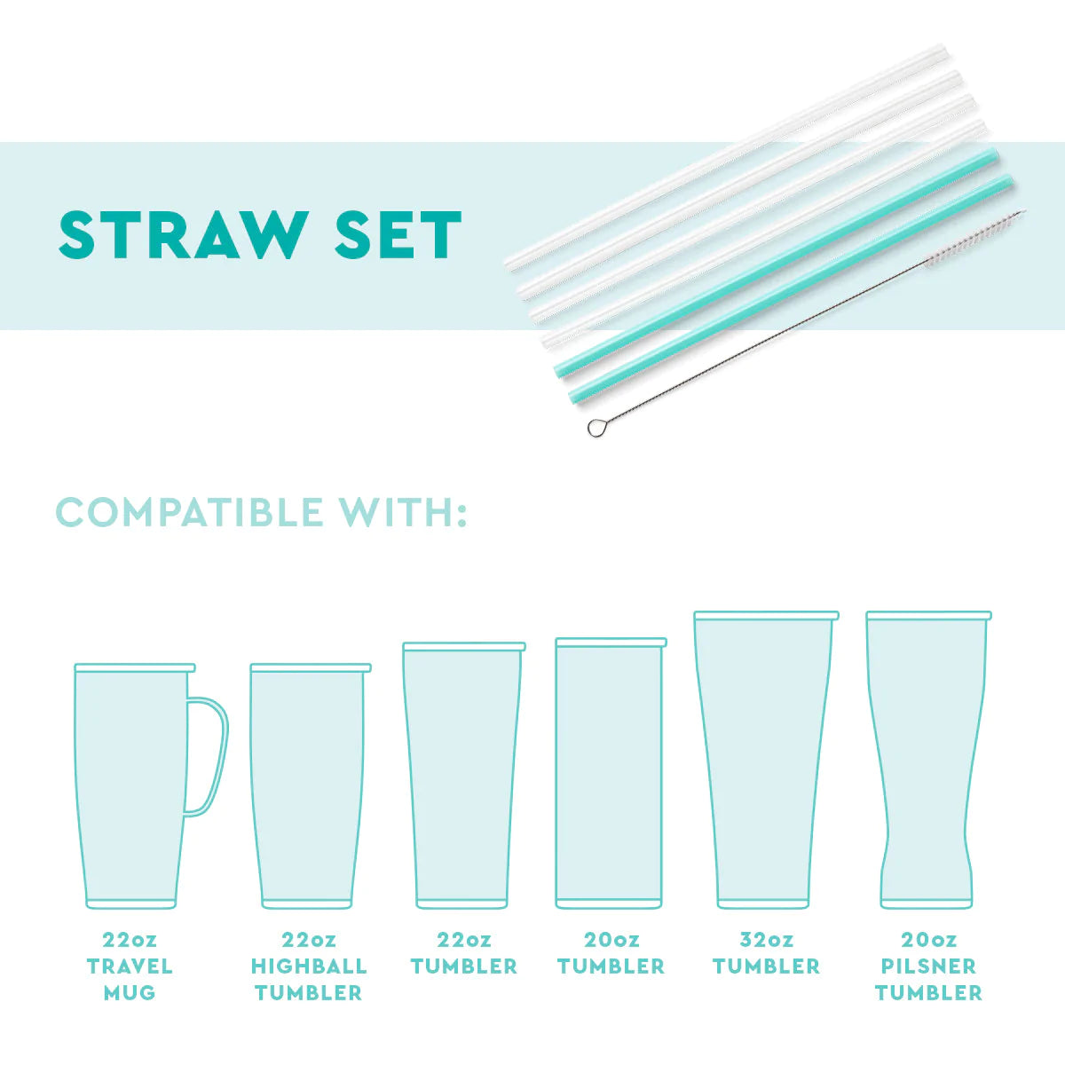 rainbow + aqua | tall reusable straws