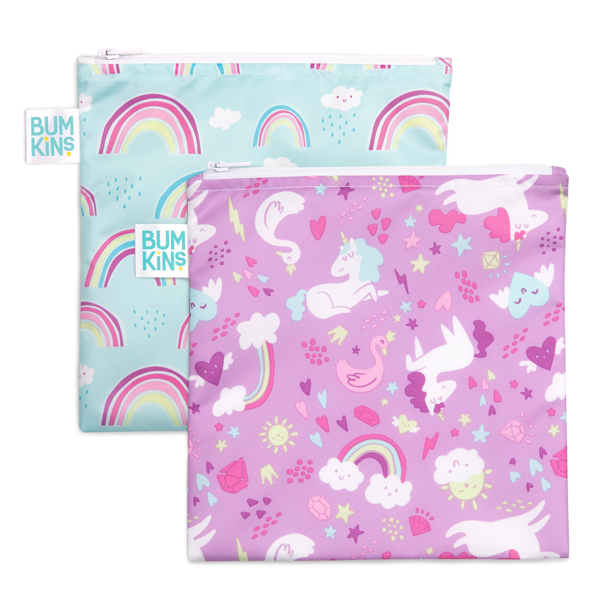 unicorn + rainbows | large reusable snack bags