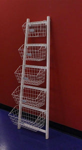 tiered organization | ladder with baskets