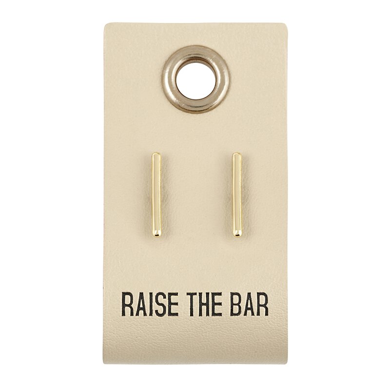 bar | leather tag earrings