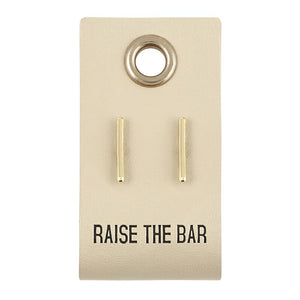 bar | leather tag earrings