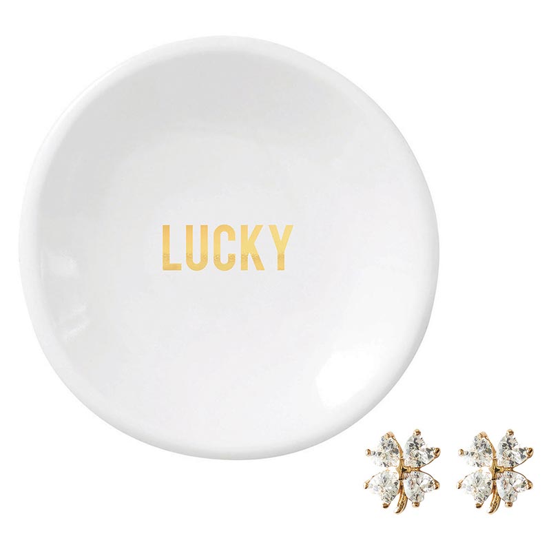 lucky | ring dish + earrings