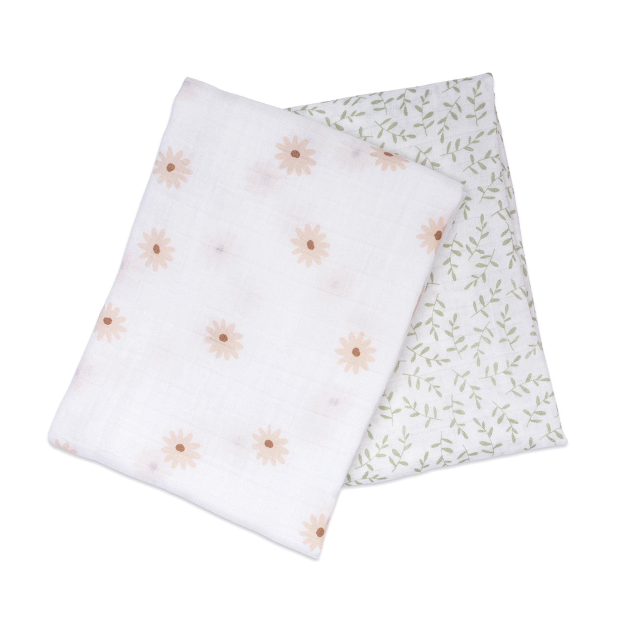 daisy + greenery | cotton swaddle 2 pack