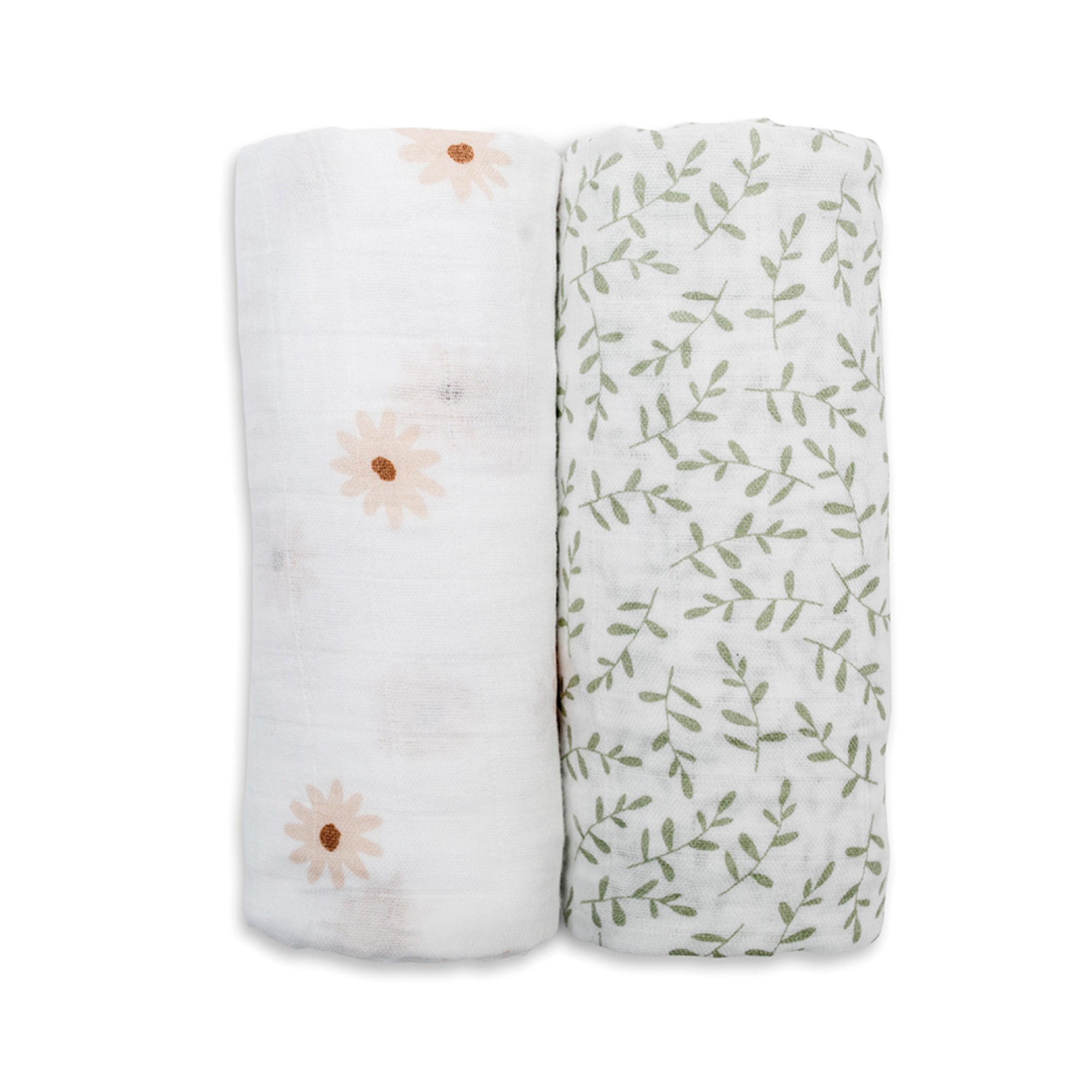 daisy + greenery | cotton swaddle 2 pack