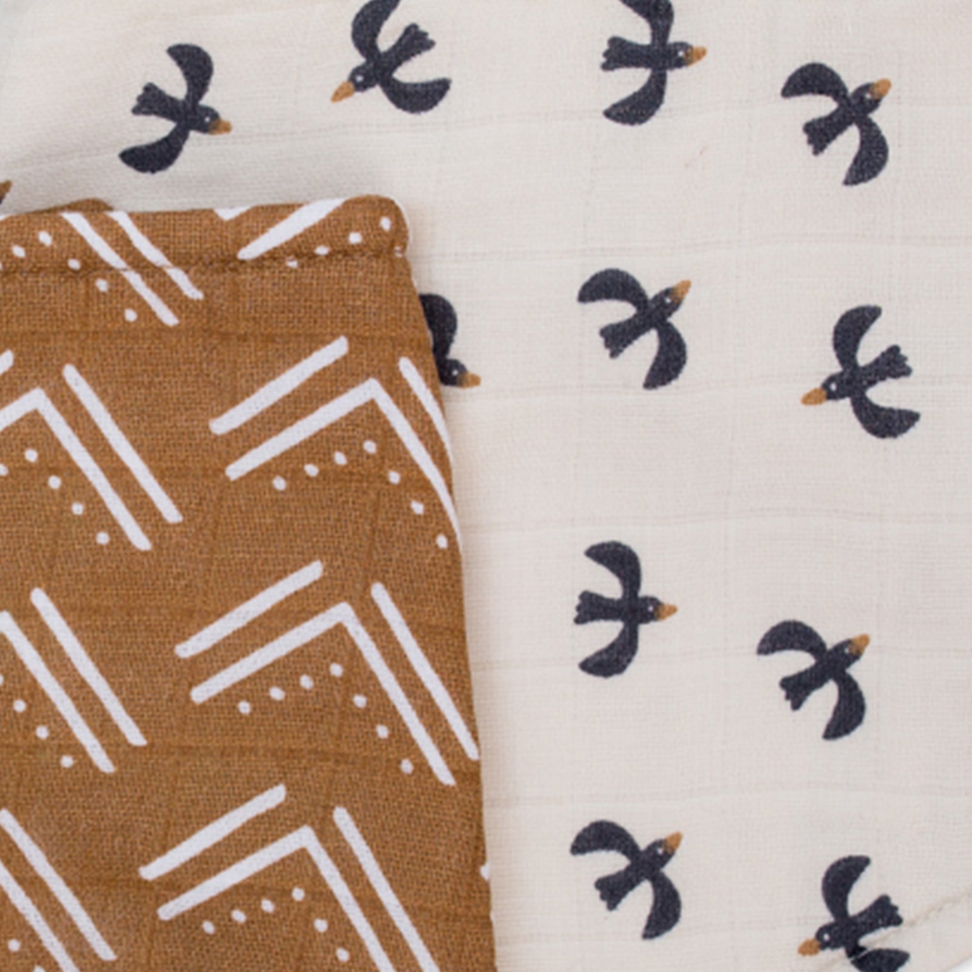 mudcloth + black birds | bandana bibs