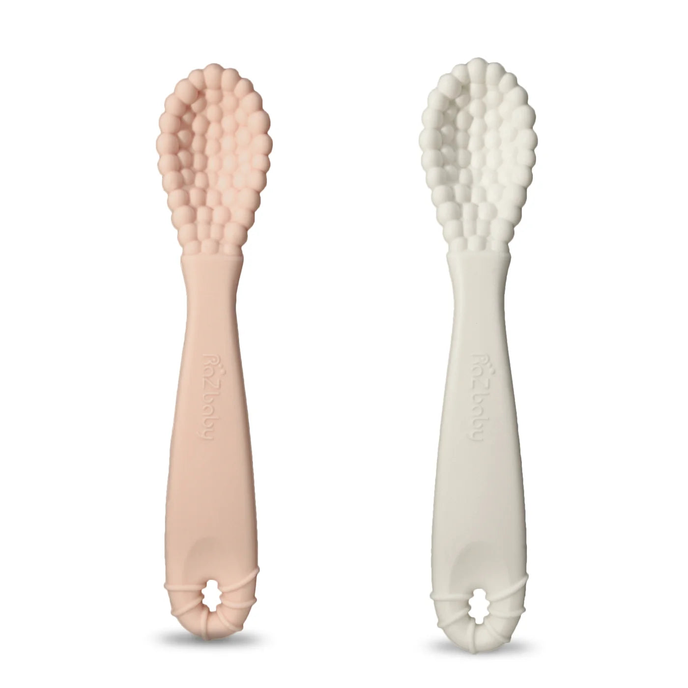 pink + white | razberry silicone training spoons