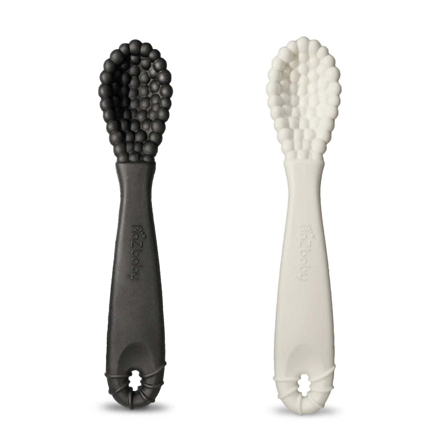 black + white | razberry silicone training spoons