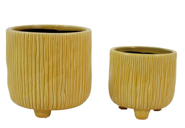 mustard | footed ceramic round planter