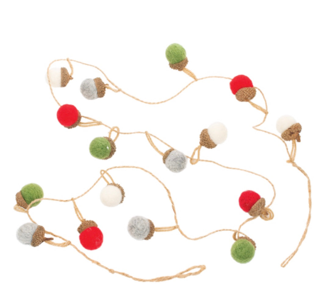 wool acorns | garland