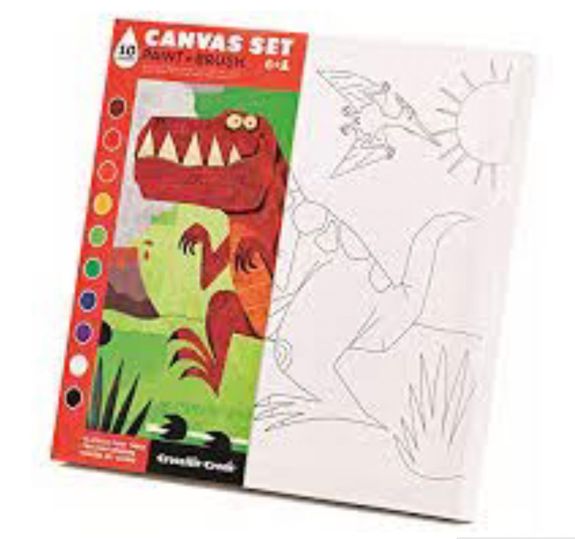 dinosaur | paint + brush canvas set