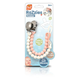 pink + white | razzies silicone paci holder