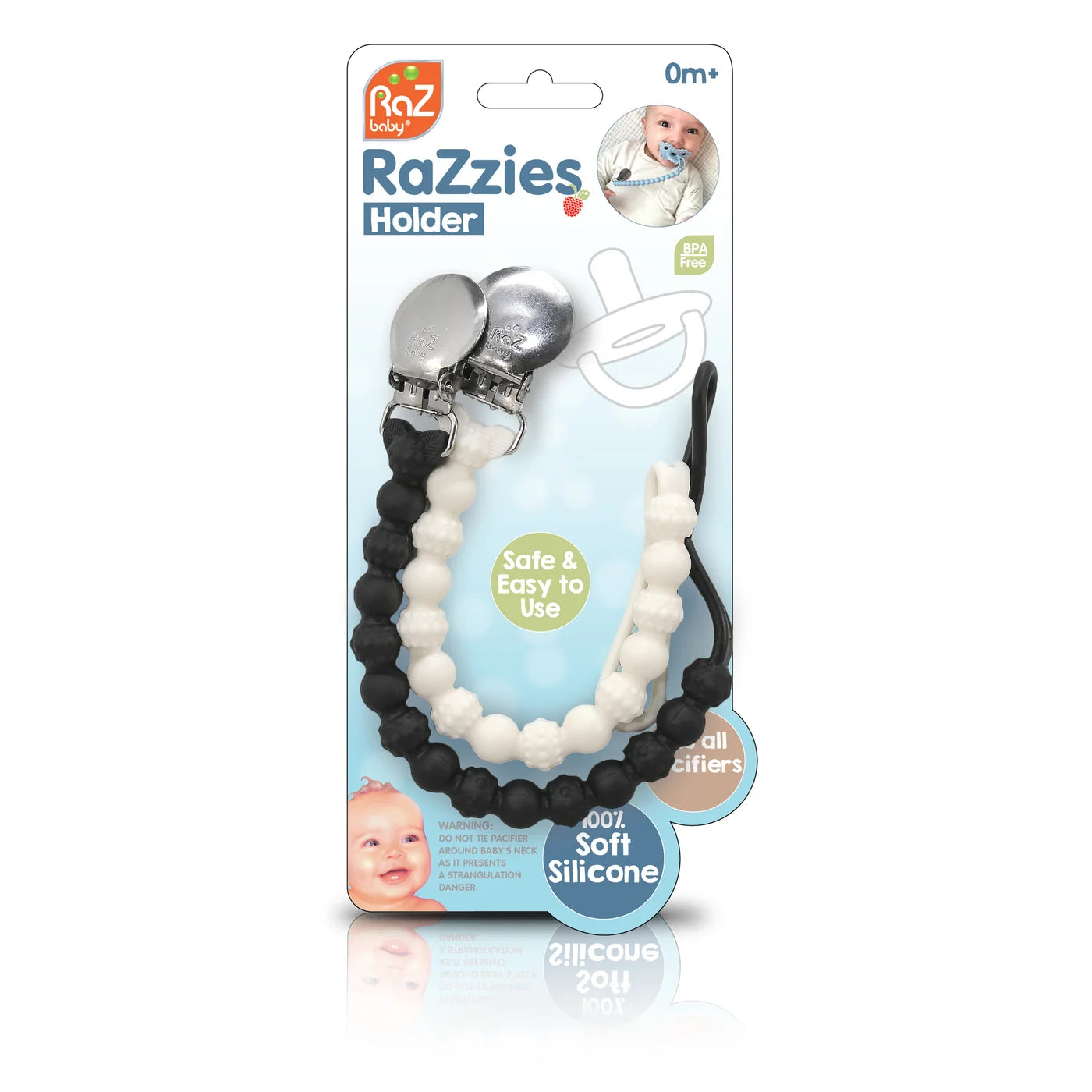 black + white | razzies silicone paci holder