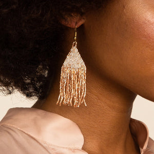 rose gold luxe petite fringe | bead earrings