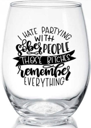 sober people | stemless glass