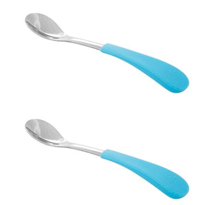 infant blue training spoons | stainless steel