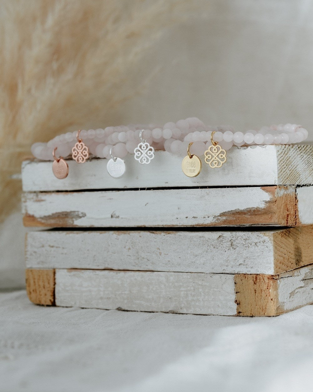 stackem up rose quartz rose | bracelets
