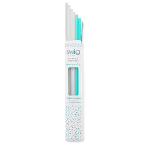 clear + aqua | tall reusable straws