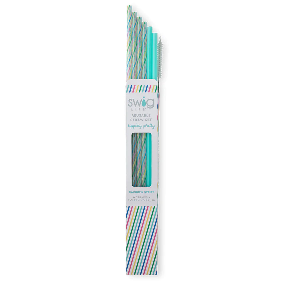 rainbow + aqua | tall reusable straws